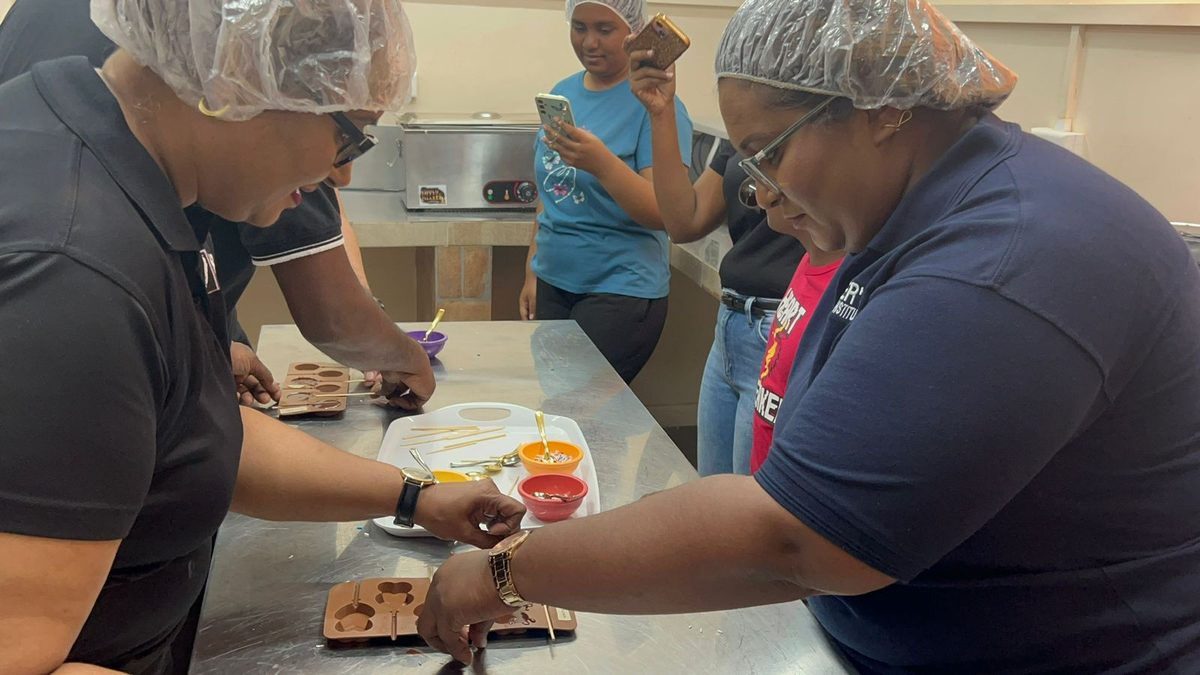 Students engaged in a hands-on chocolate lab activity